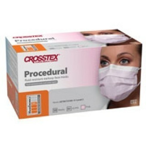 *100-Pieces* Crosstex Procedural Earloop Face Mask ASTM Level 2 Pink GCPPK