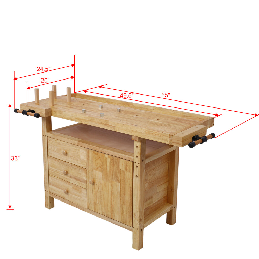 Wooden Workbench for Garage Workshop and Home