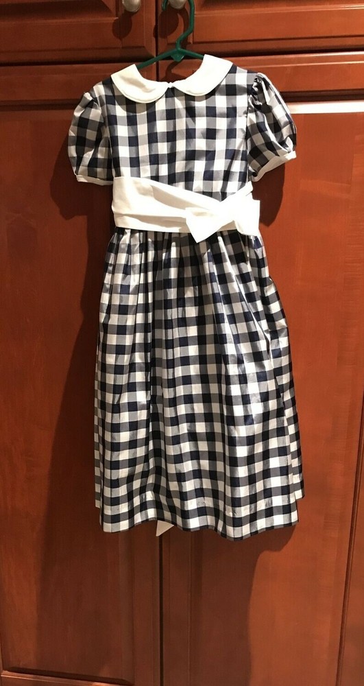 Hartstrings Twins Dresses +Tie BGG Holiday Blue White 5 6