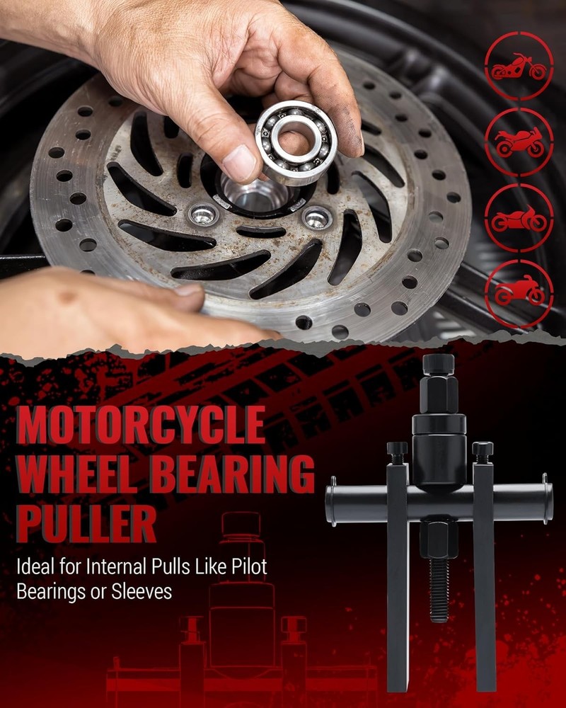 Motorcycle Wheel Bearing Puller Set, 10 Piece Blind Hole Bearing Puller Tool Kit
