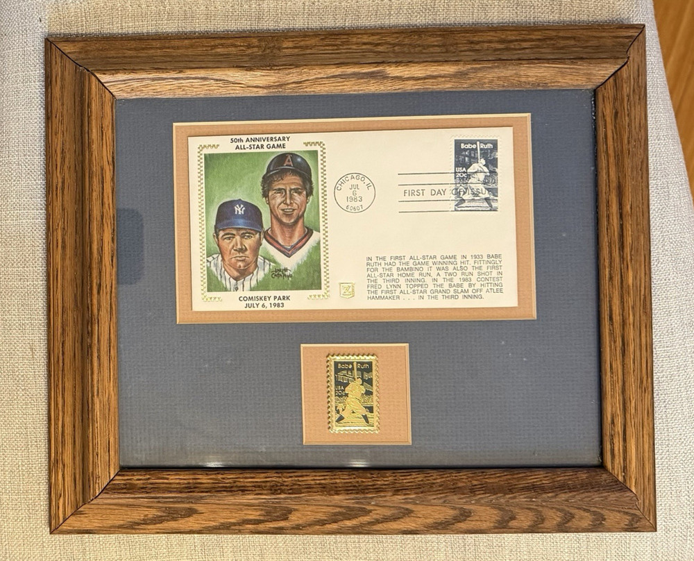 Babe Ruth & Fred Lynn 1983 First Day Cover Framed Display | 50th All-Star Game