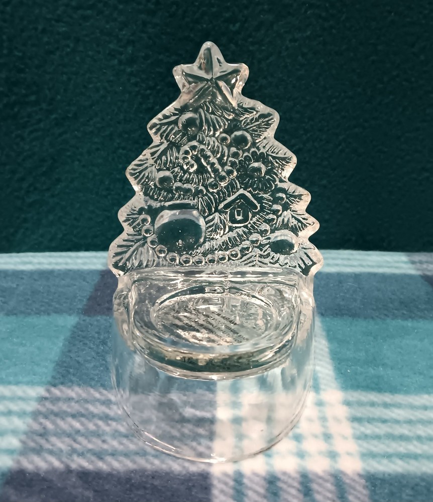 Pressed Glass Christmas Tree Tealight Candleholder