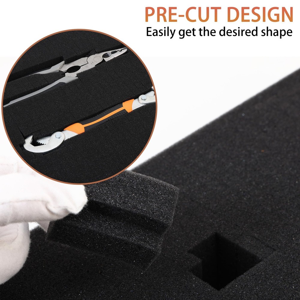 Pre-Cubed Pick & Pluck Foam Sheets - 4-Pack 12"x12"x2" Polyurethane Apart Ins...