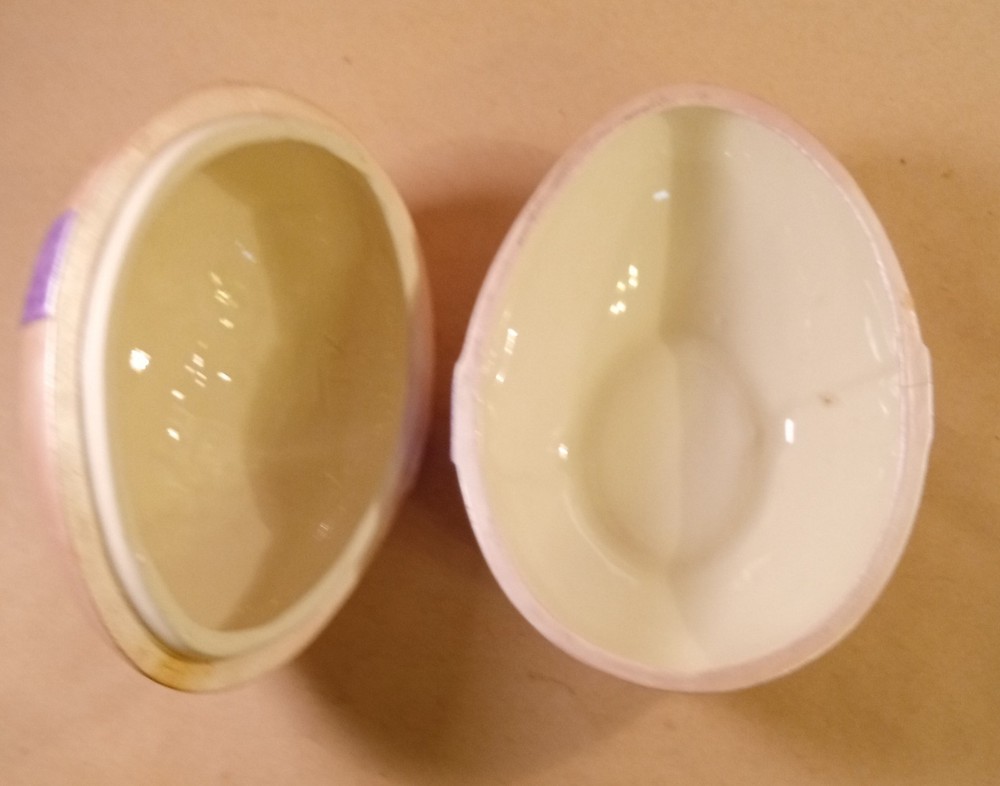 Easter Egg Lidded Candy Dish. Hand Painted. 6"x6". Oval