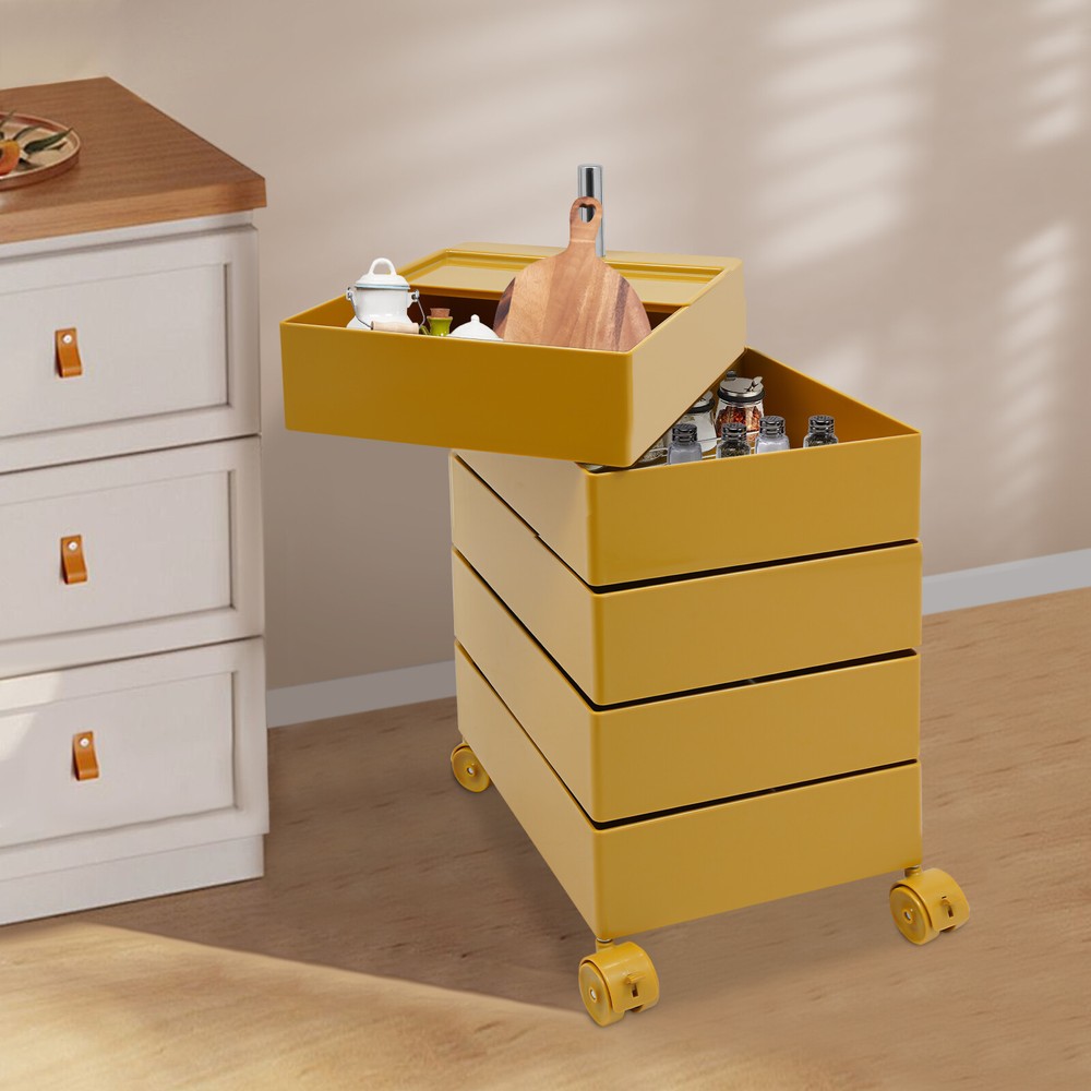 5 Drawers 360?? Movable Rotating Storage Side End Coffee Table Sofa Cabinet NEW