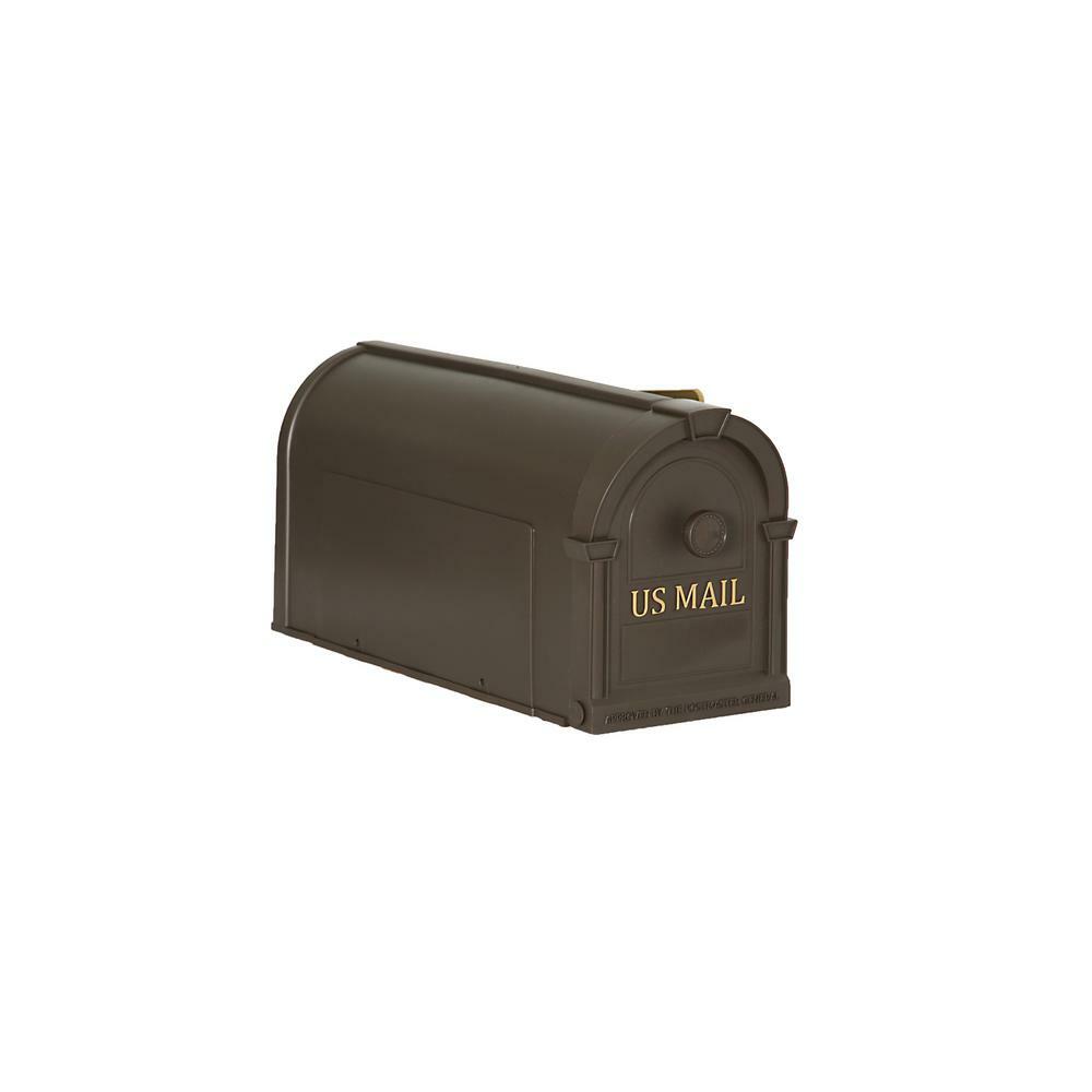 Decorative Mailbox Post-Mount Hampton Bronze Polypropylene Gold Lettering Flag