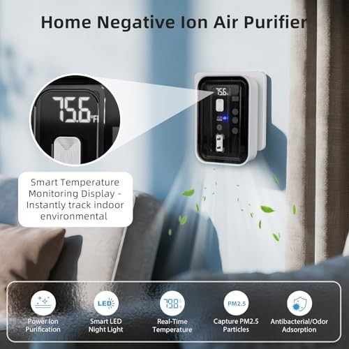 Plug-In Air Ionizers & Ionic Air Purifier,Negative Ion Generator, with Black