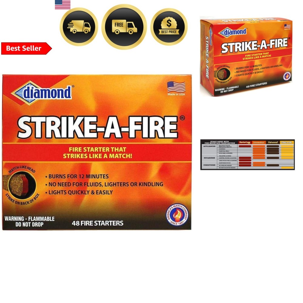 Firestarter Matches Camping Fireplace Fire Wood Lighter Set 48pcs