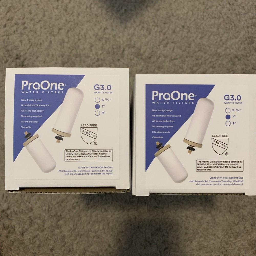 ProOne 7 inch G3.0 Gravity Water Filter NEW ( 2 Pack )