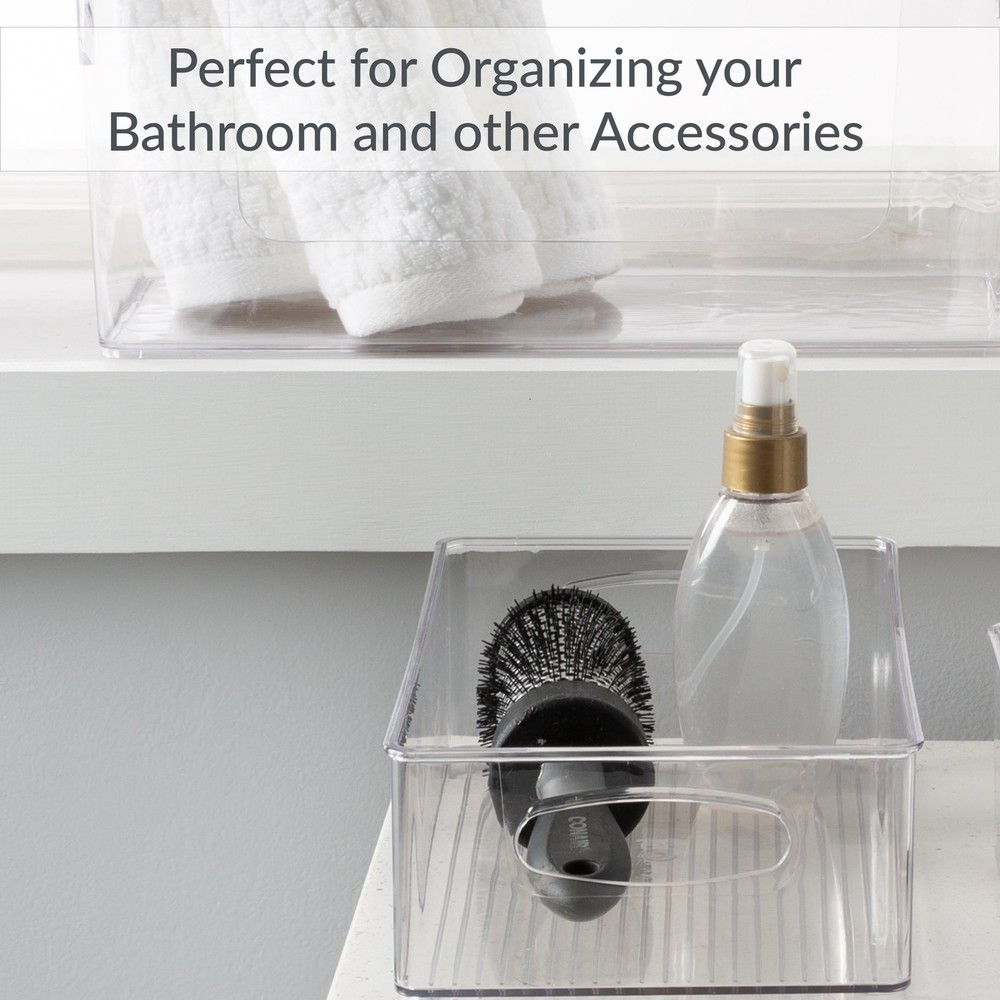 Medium 10" x 6" Vertical Stripe Cabinet Organizer Clear