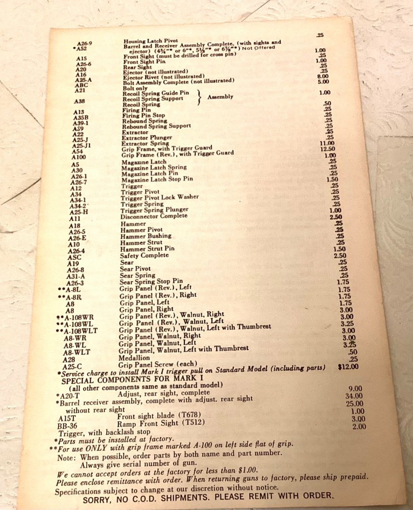 ORIGINAL STURM RUGER & CO INSTRUCTION MANUALS