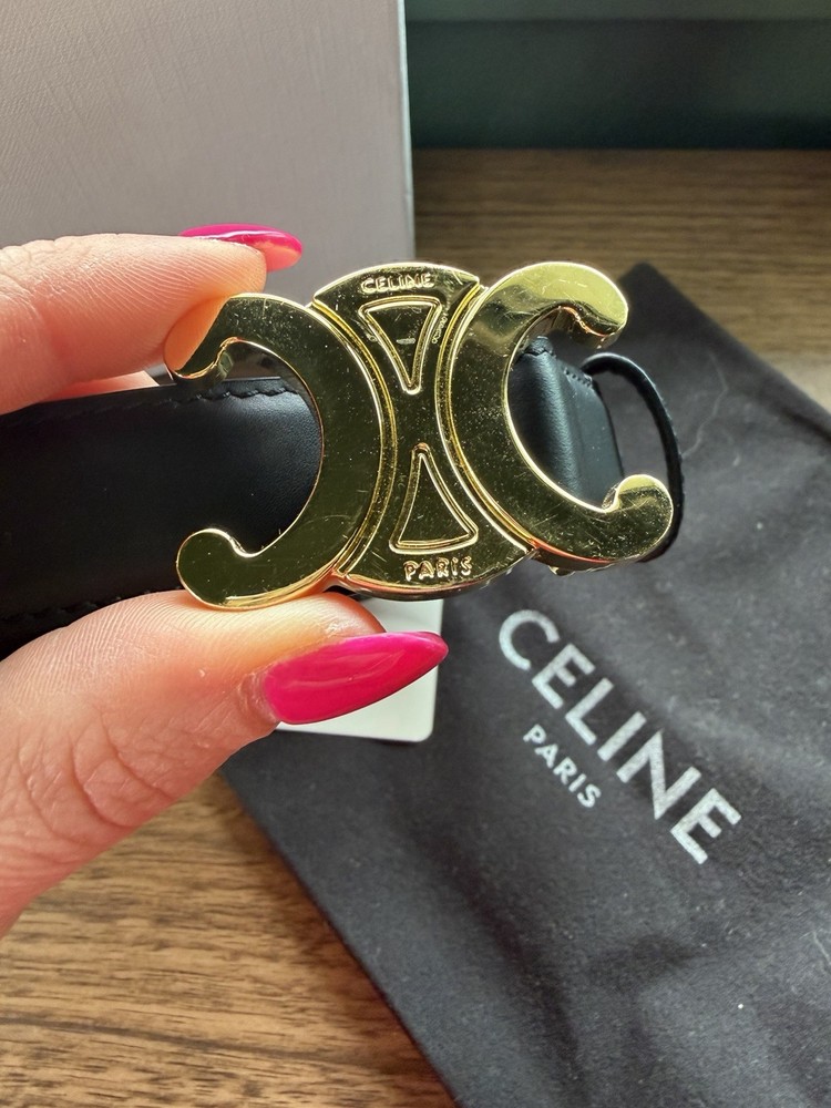 Authentic Celine Black Triomphe Belt