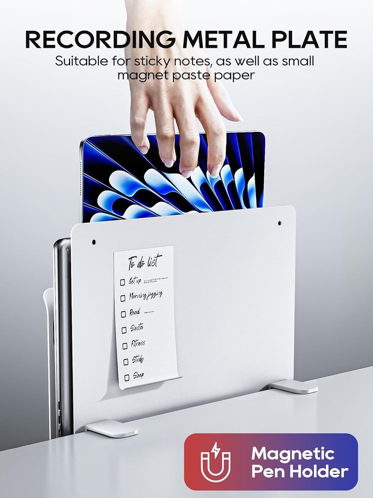 Hanging Desk Organizer, with 2 Under Hooks, Laptop M, White