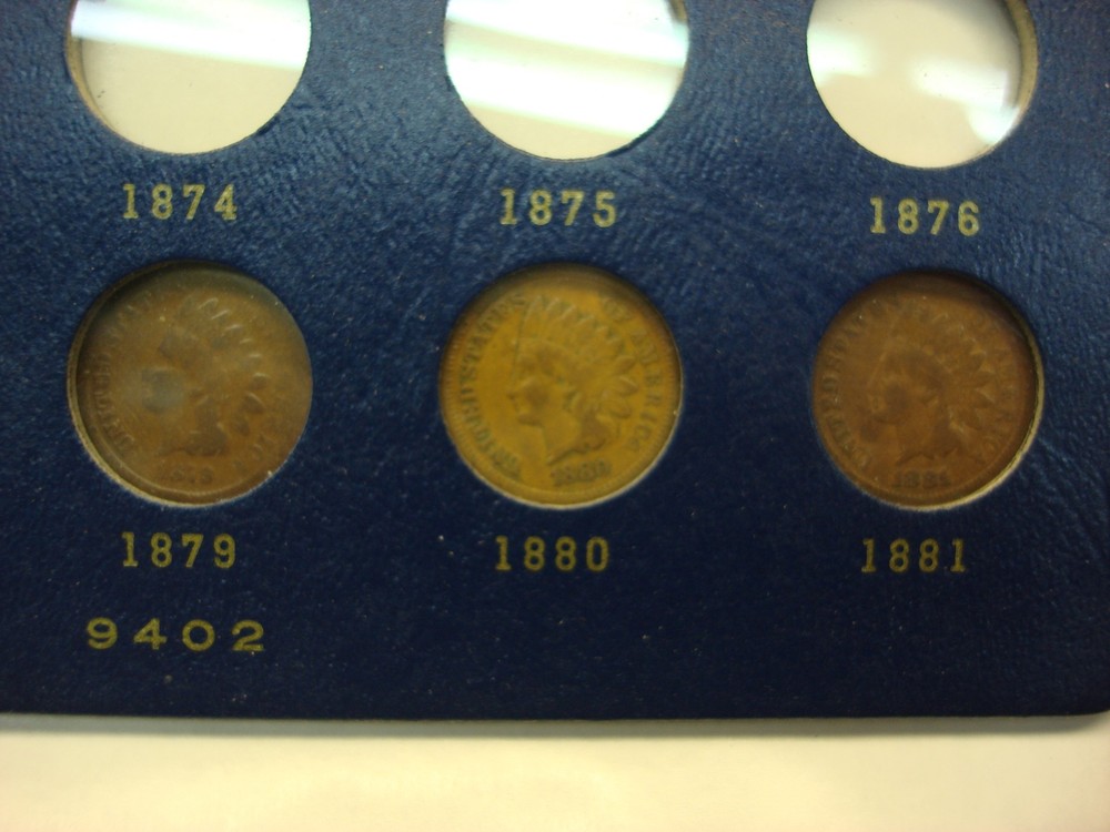 OLDTIME INDIAN CENT COLLECTION - 40 DIFF. COINS - 1857 - 1909