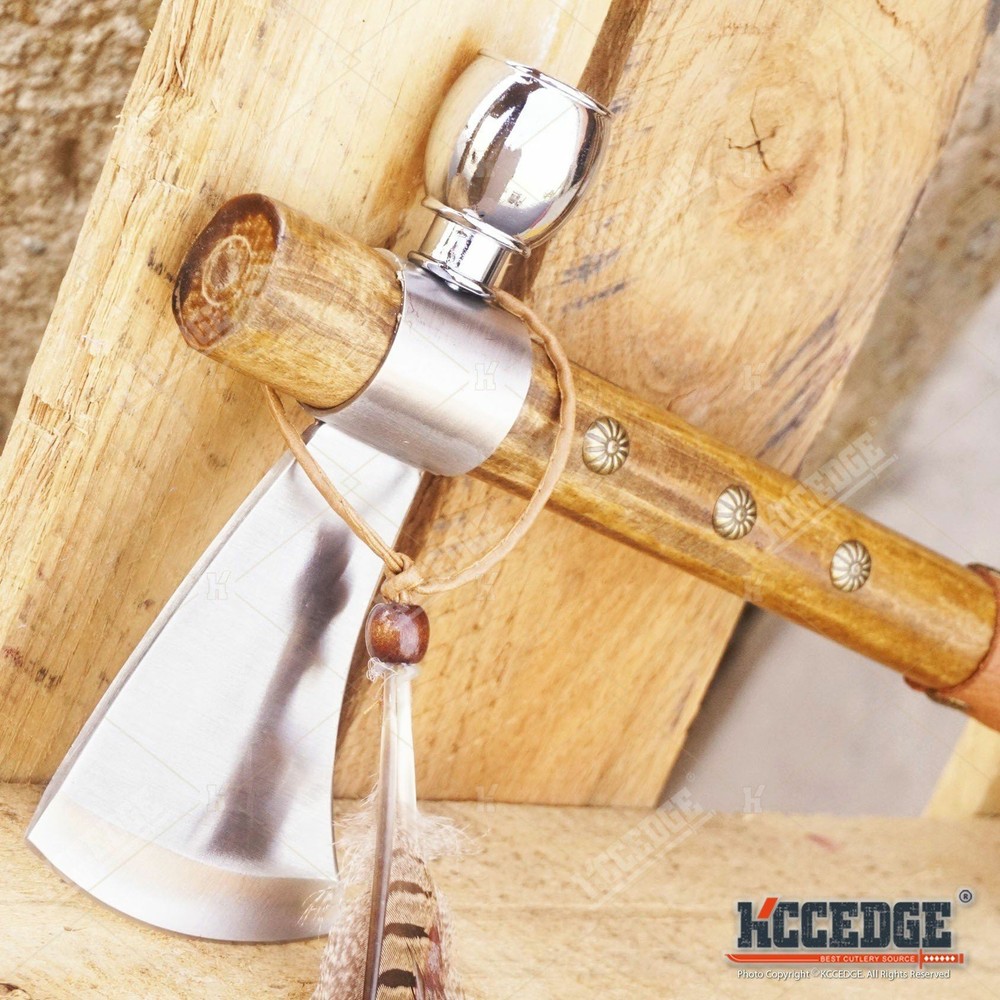 19" NATIVE AMERICAN TOMAHAWK Replica Axe PEACE PIPE with Functional Pipe