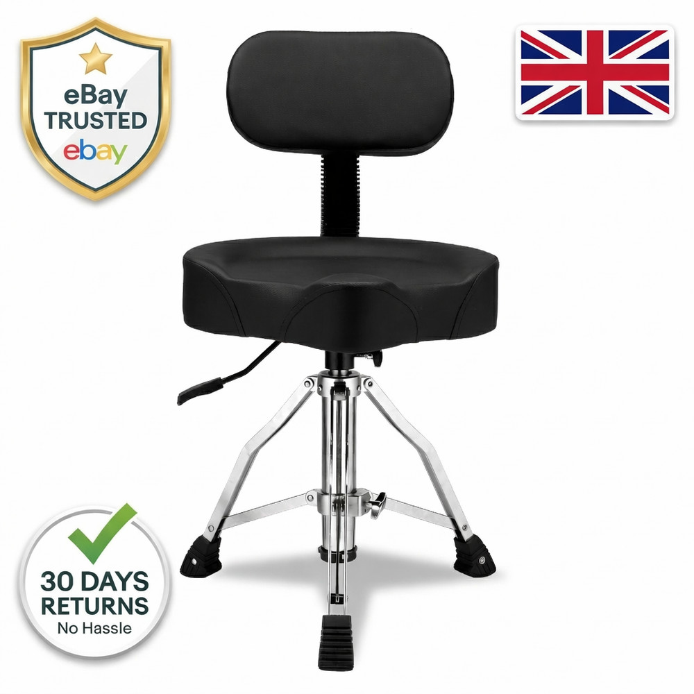 Drum Throne with Backrest Hydraulic Adjustable Heavy Duty Drum Stool