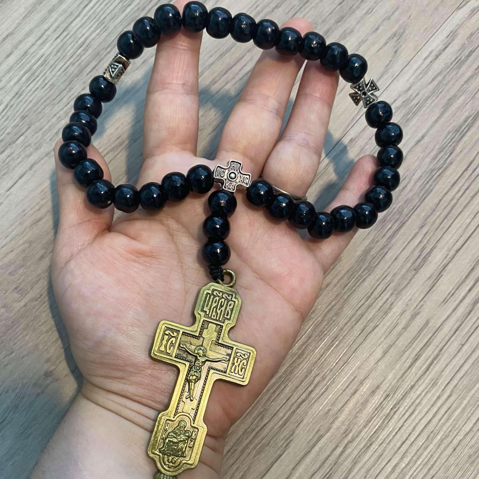 Eastern Orthodox Chotki Komboskini Prayer Beads Rosary 33 Beads Wooden Black