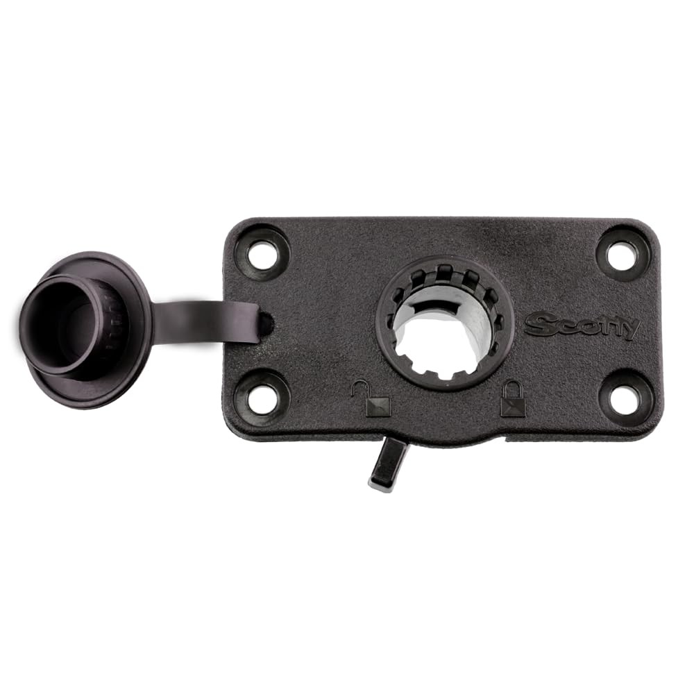 Scotty #244L-BK Locking Flush Deck Mount w/ Rain Cap (Black)