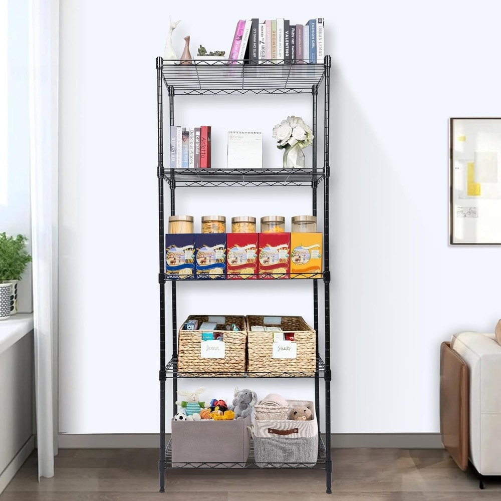 Rust Proof Wire Shelving Unit with Wheels, 5-Tier Adjustable Storage Solution