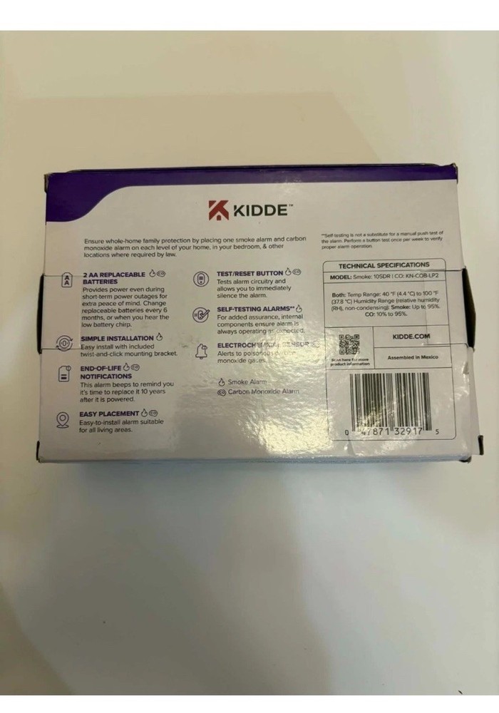 Kidde 4" Smoke Detector 10SDR & Carbon Monoxide KN-COB-LP2 2-Pack combo
