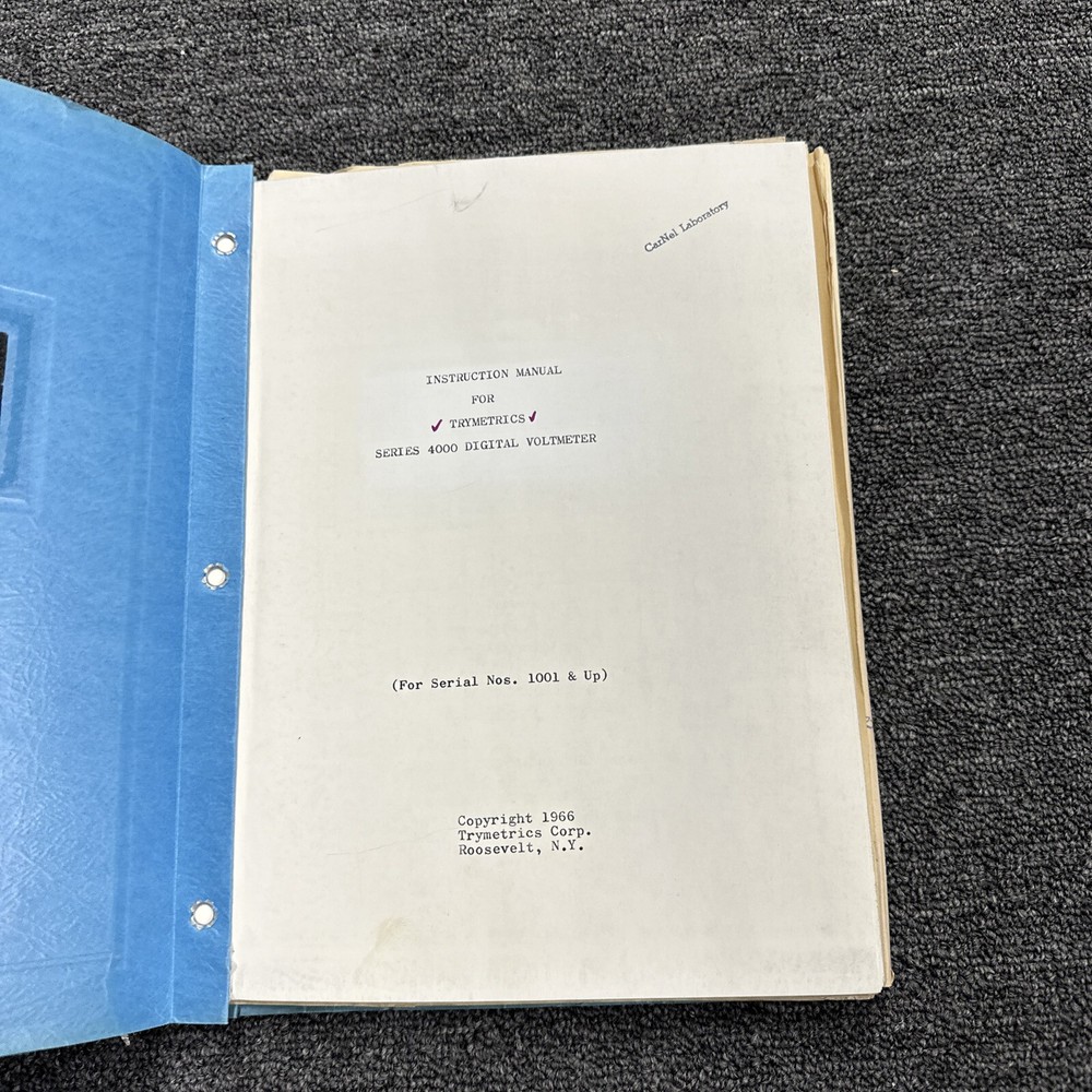 Trymetronics Series 4000 Digital Recorder Instruction Manual