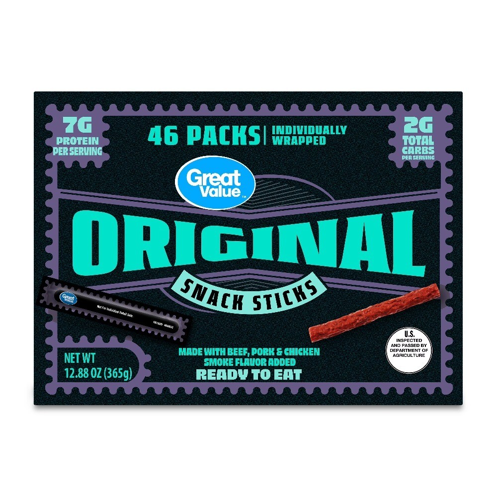 Original Flavor Meat Snack Sticks, 46 Count Bulk Pack, Natural Protein Snacks,
