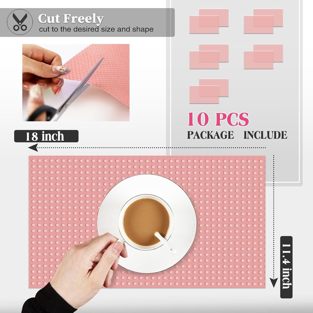 10Pcs Refrigerator Liners, Washable Fridge Liner Shelf Mats 10pcs Pink