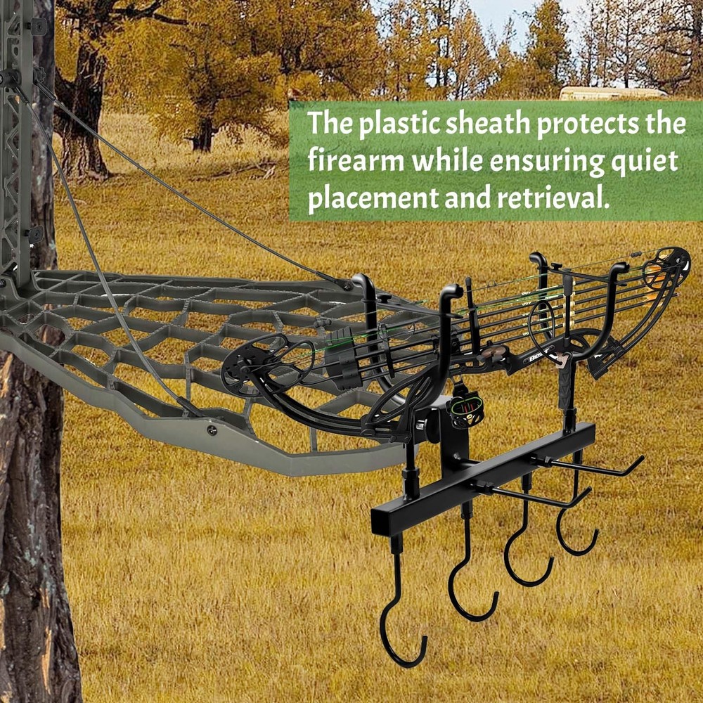 Metal Tree Stand Gun Holder, Rustproof Rest with 6 black