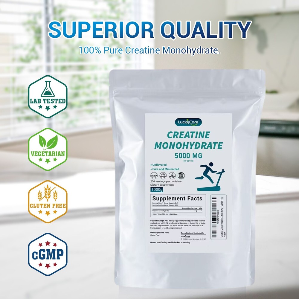 Pure Creatine Monohydrate 2.2lbs - Powder Micronized 200 Servings 5g Per Serving