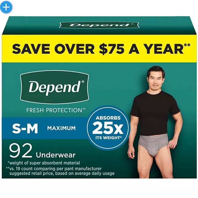 Depend Fit-Flex Incontinence Small-Medium Men Underwear - 92 Count