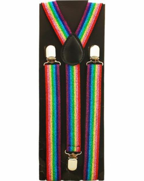 Rainbow Flag Metallic Glitter SUSPENDERS Adjustable Retro Cool
