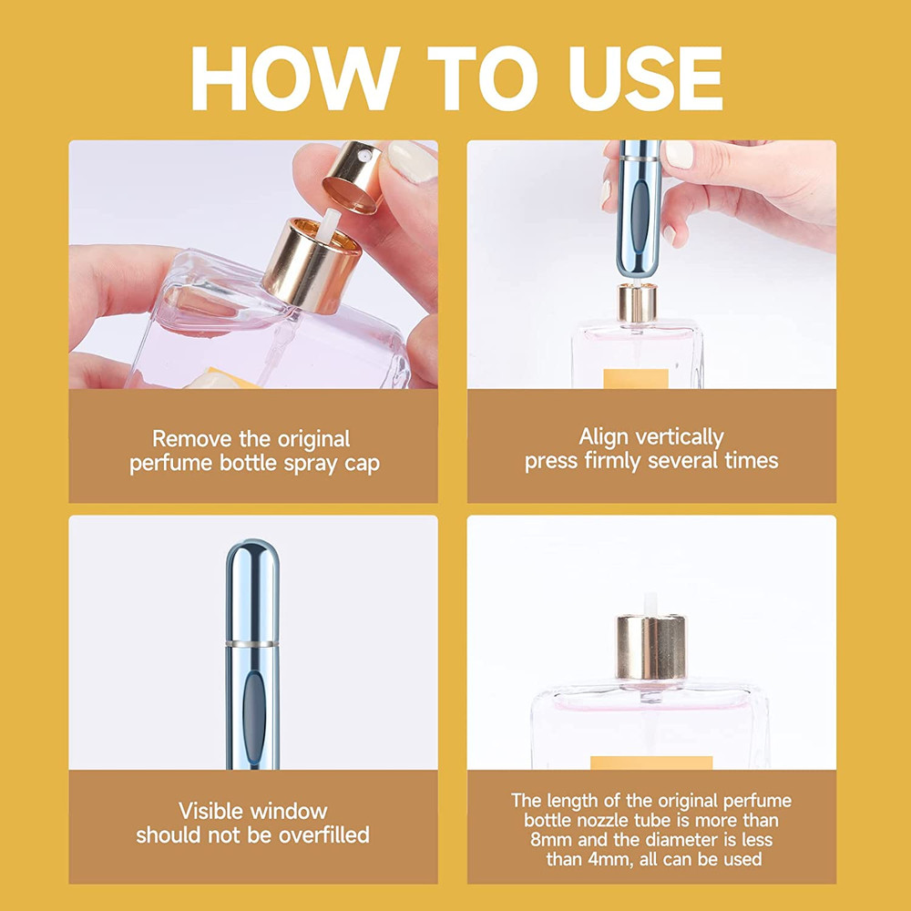 Portable Mini Refillable Perfume Atomizer Bottle, 5Ml, 4 Pack