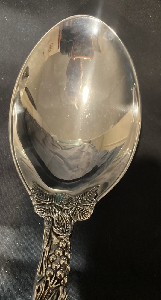 Vintage Godinger Vineyard Silver Plated Salad Serving Fork & Spoon Pristine Cond
