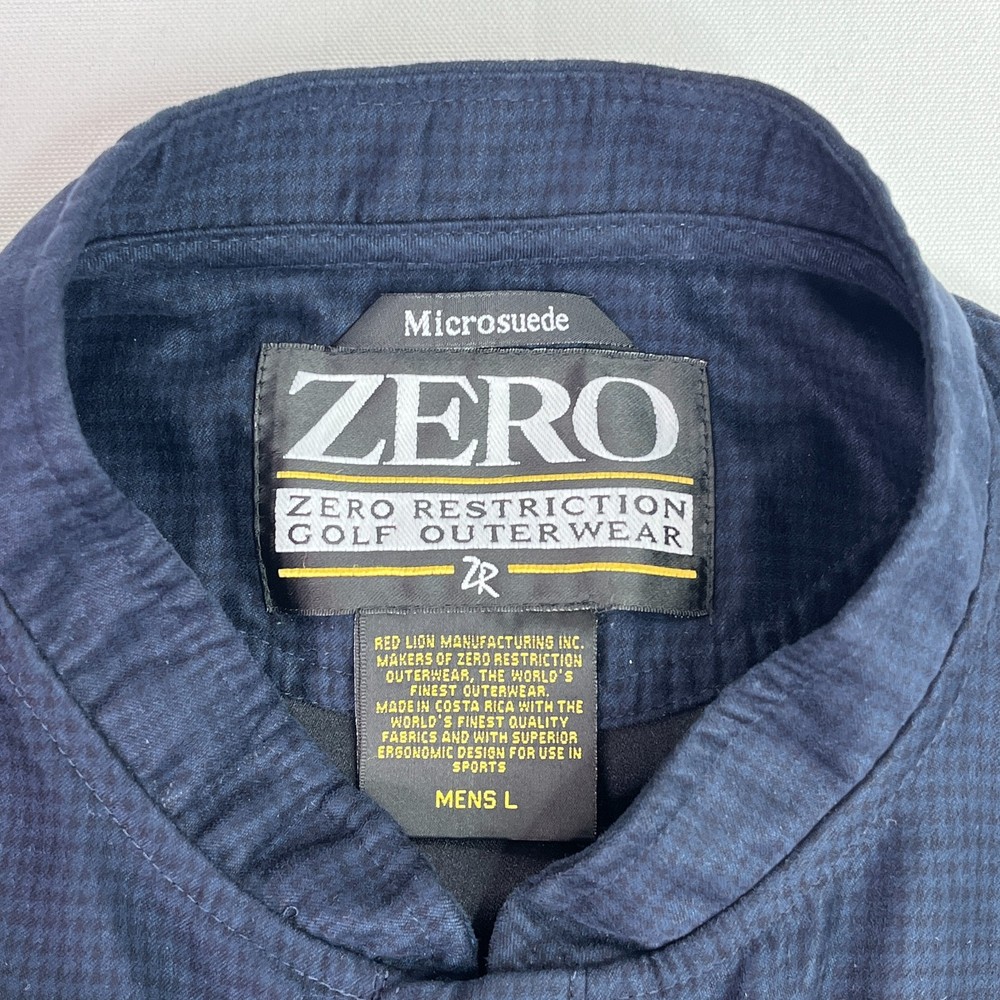 Zero Restriction Mens L Blue Golf Pullover Jacket Copper Hill Microsuede