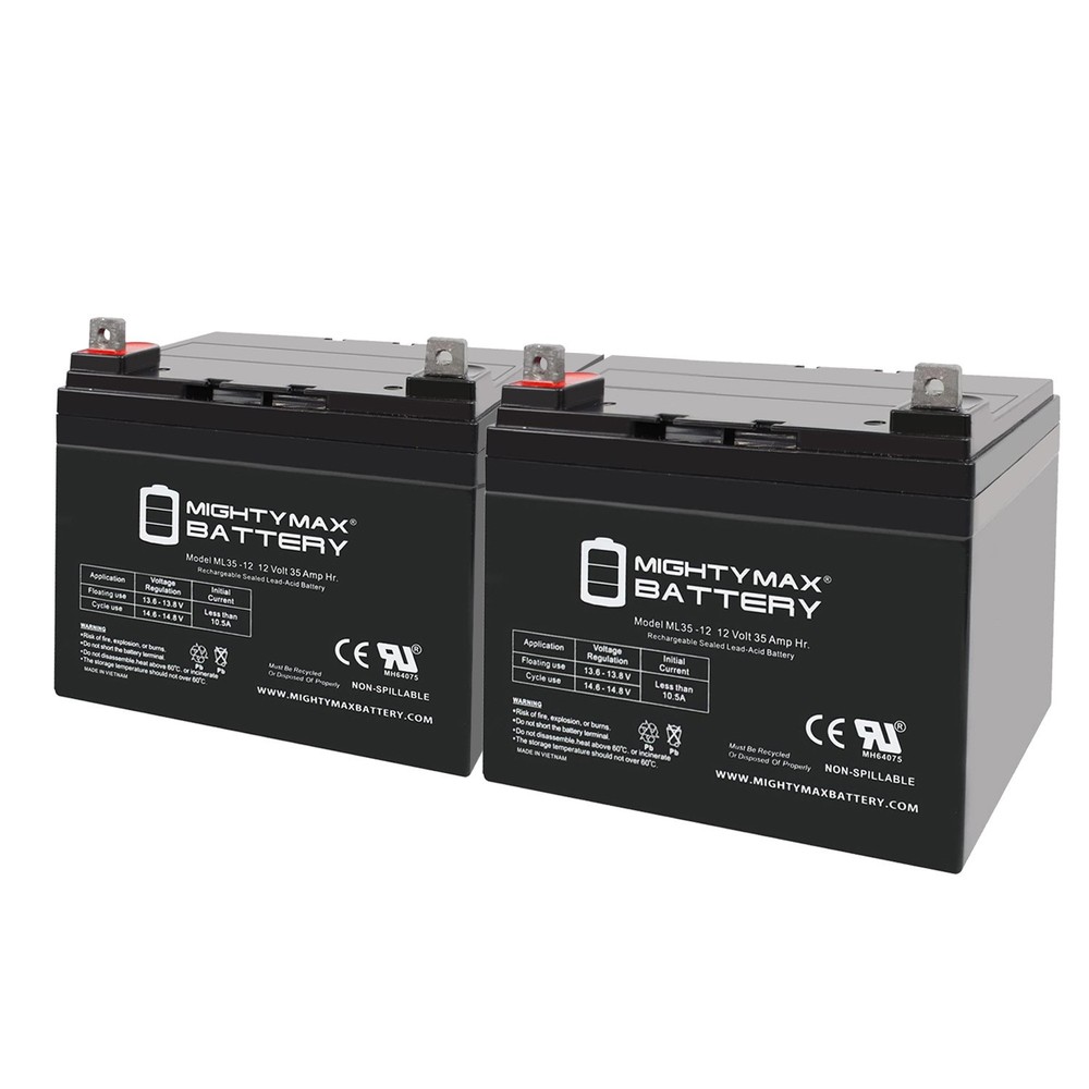 Mighty Max 2 Pack - 12V 35Ah Pride Mobility Jazzy Select GT Replacement Battery