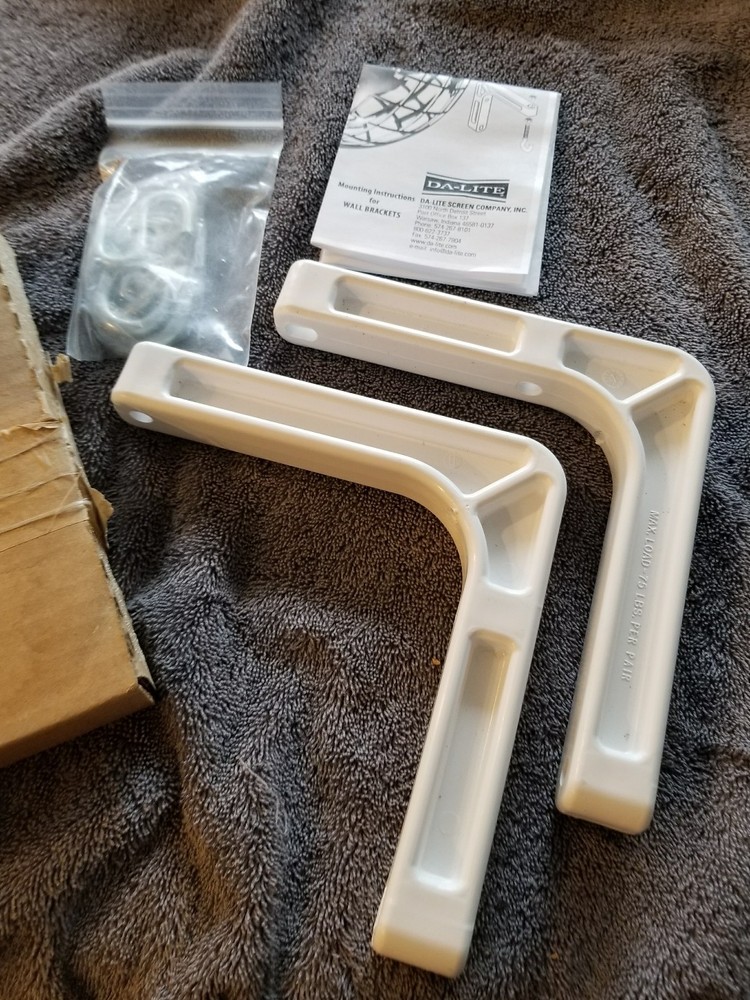 DA-LITE #6 Wall Brackets White  75 pound lb. Maximum Capacity