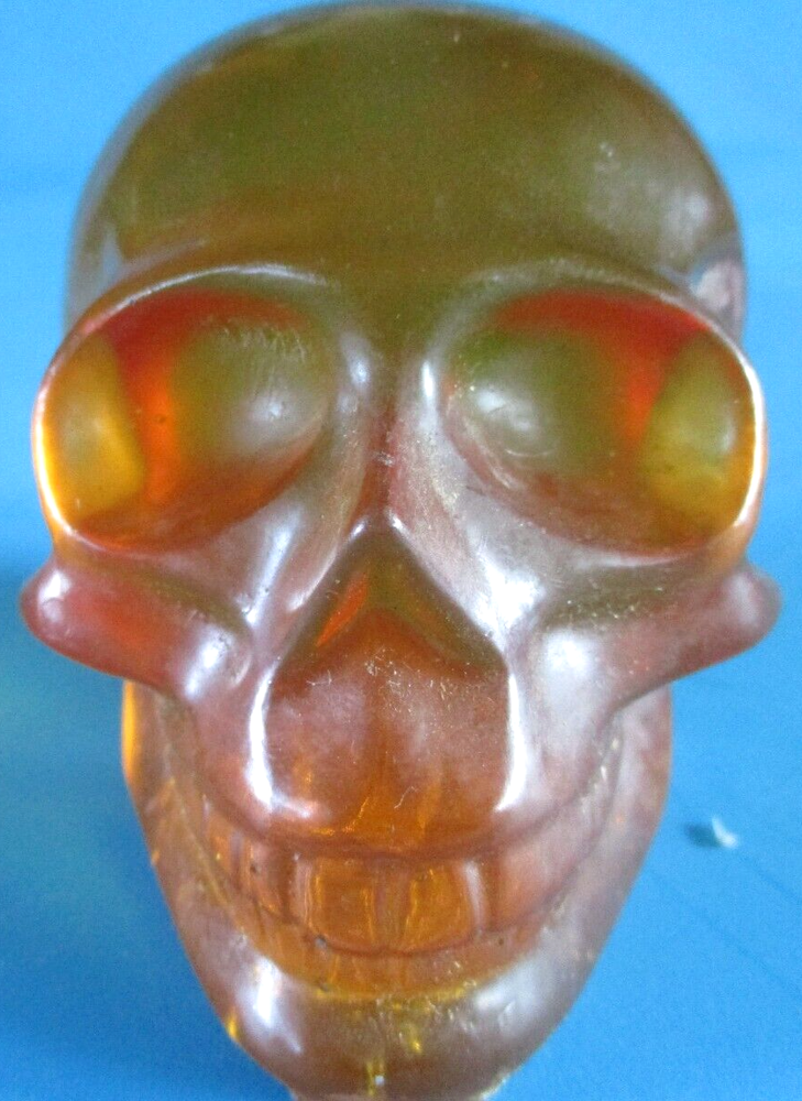 Custom Made Plastic Human Skull Orange Gold Dashboard! Shifter Handle Shift Knob