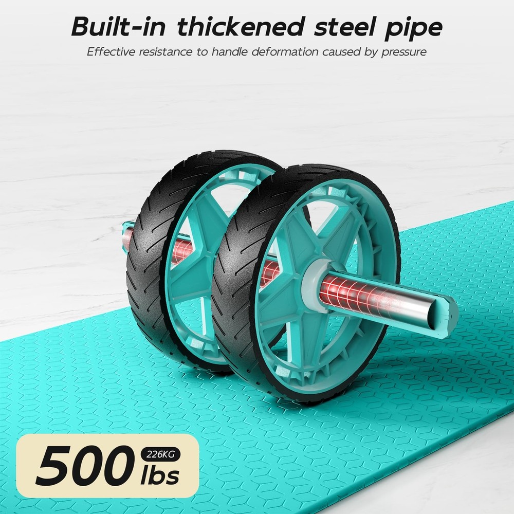 Double-Wheel Ab Roller for Core Training – Rebound Design with Adjustable Ela...