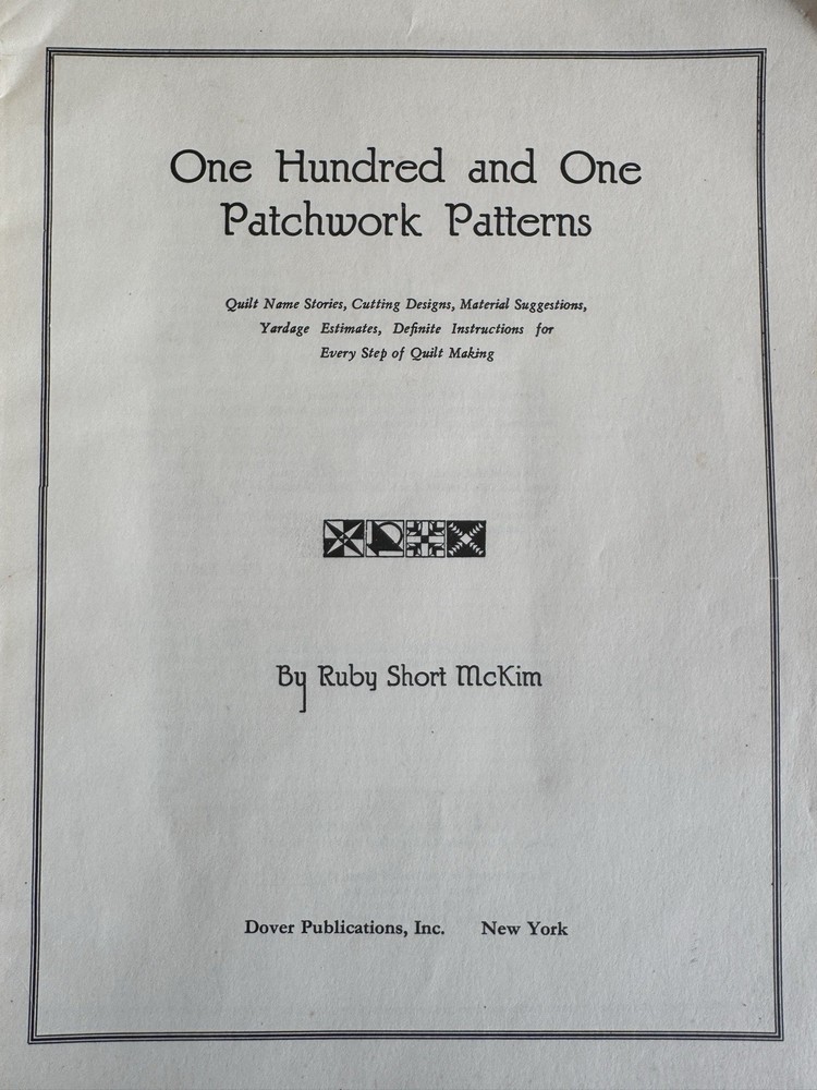 101 Patchwork Patterns Ruby McKim Quilting Book Dover Publications Paperback