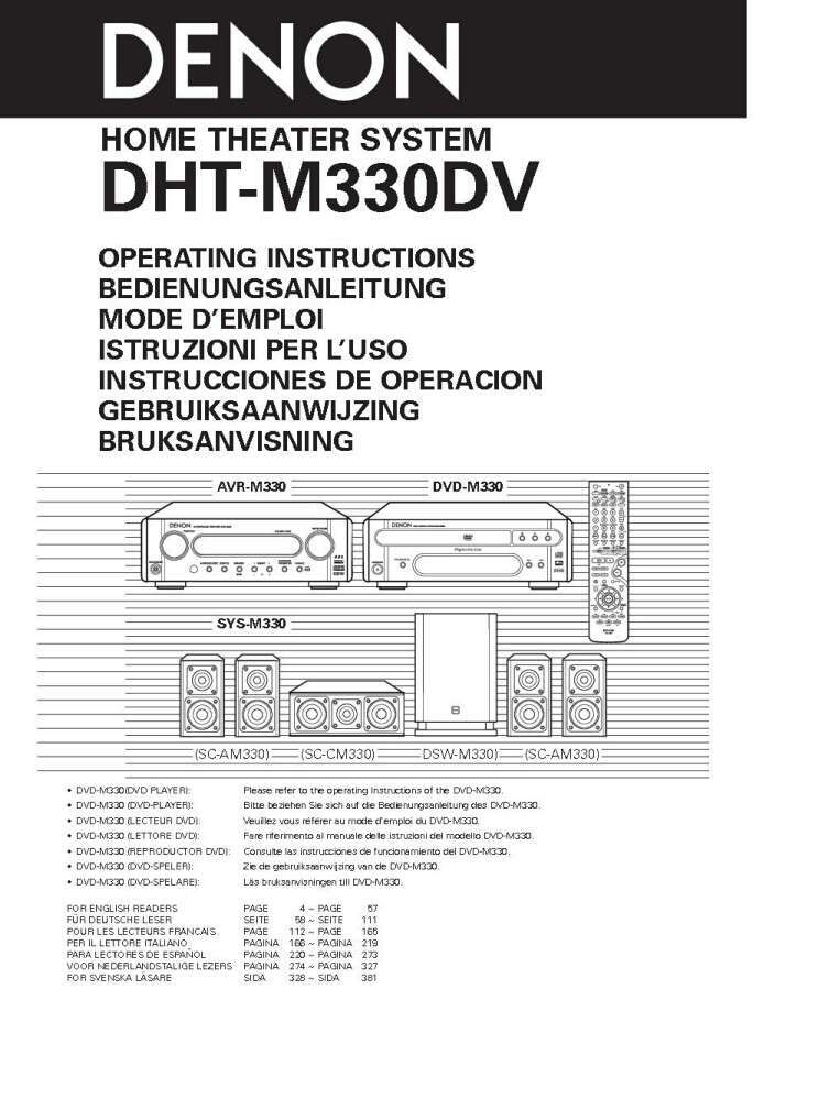 Denon DHT-M330DV Receiver Amplifier Owners Manual