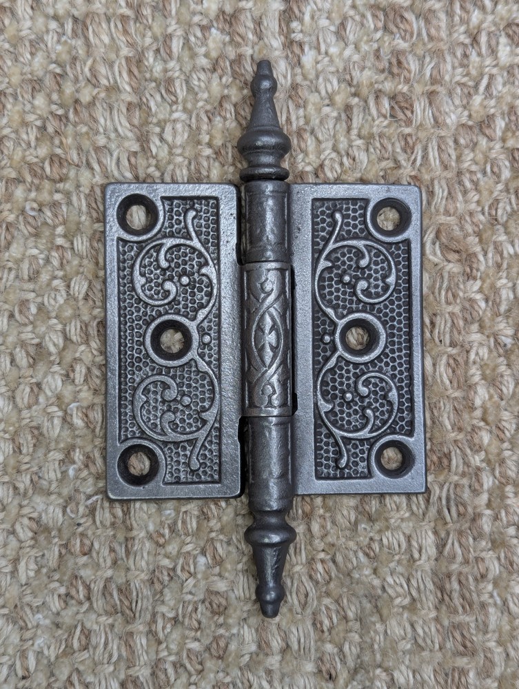 3" x 3" Antique Decorative Cast Iron Steeple Tip Hinge