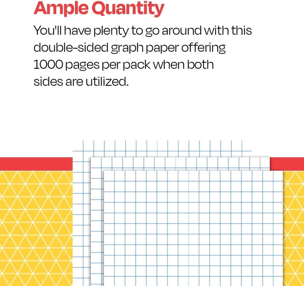 500 Pack 8-1/2 x 11 Graph Paper 1/4 Rule Two Sides White Bulk Loose Leaf