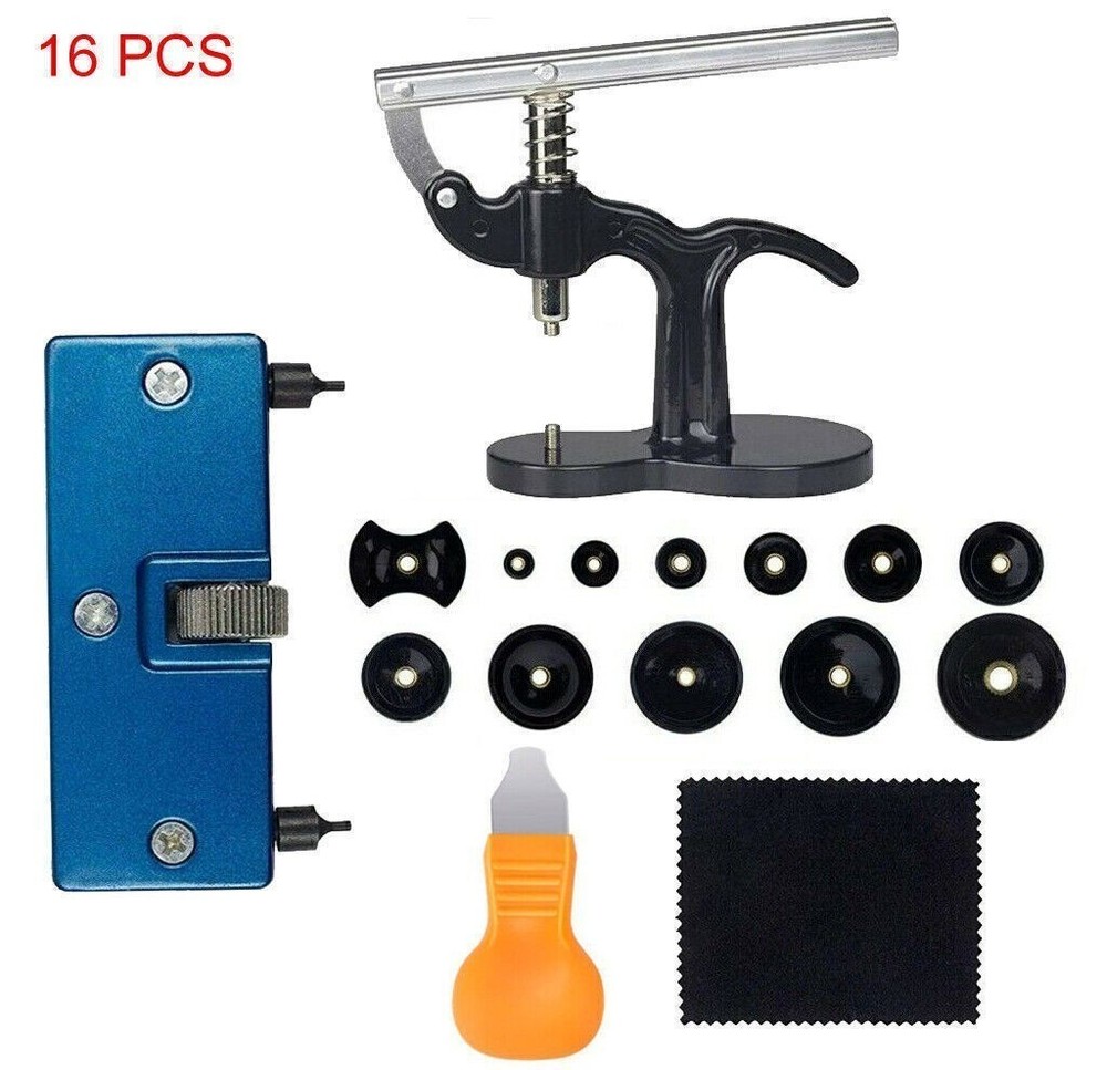 Watch Battery Replace Tool Kit Watch Back Remover Tool Watch Press Set + 12 Dies