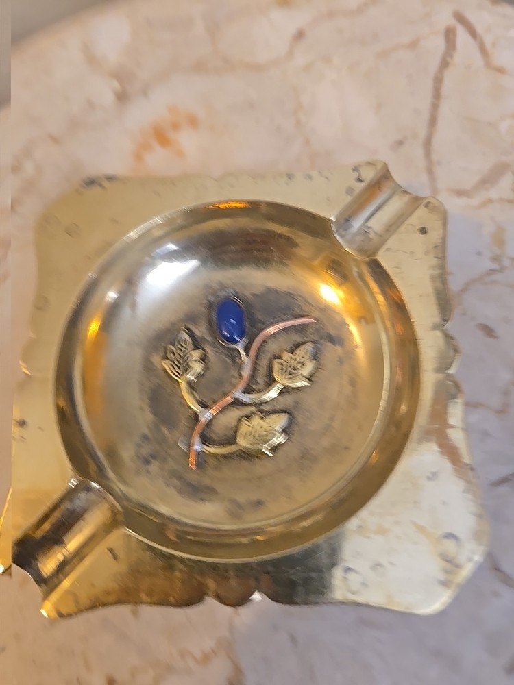 Vintage Chinese Solid Brass Ashtray Small