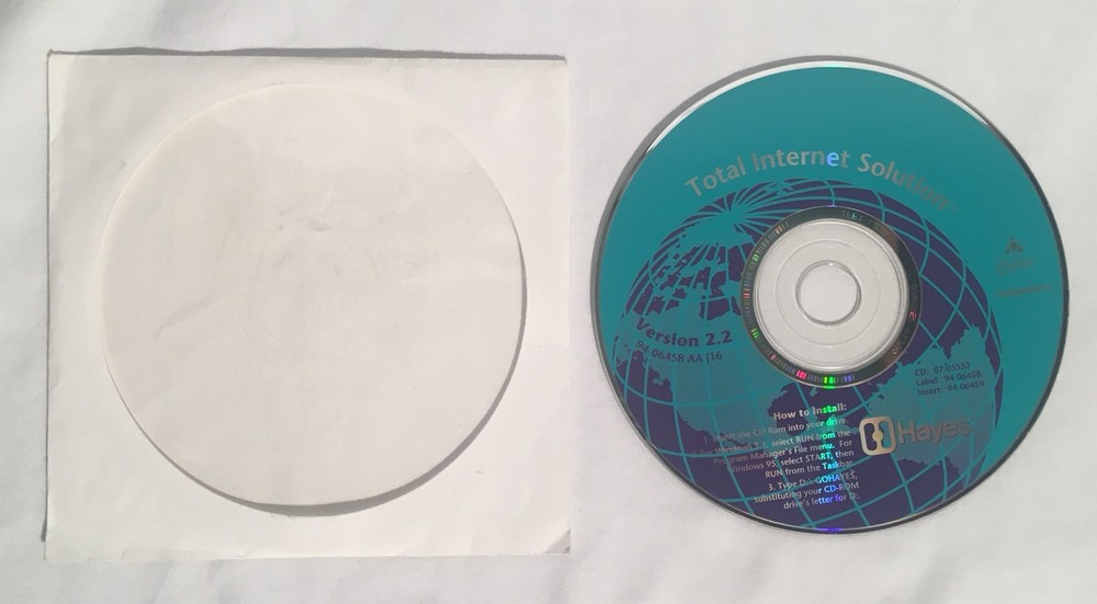 HAYES Modem Total Internet Solution Installation Driver & Software CD AOL