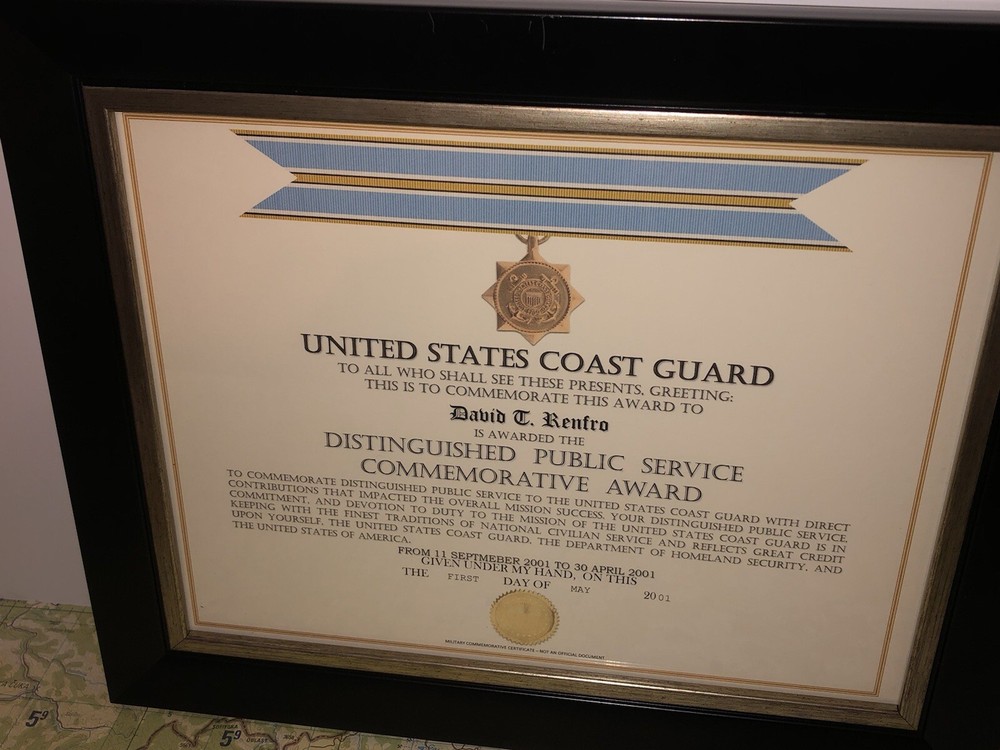 USCG DISTINGUISHED PUBLIC SERVICE COMMEMORATIVE AWARD CERTIFICATE Type-1