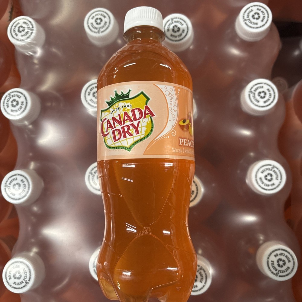 Canada Dry Peach Soda 20oz Exotic Pop 24 Bottles