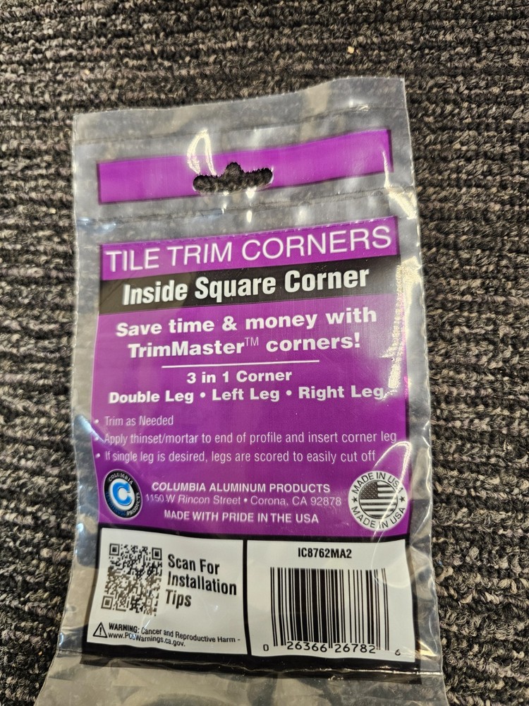 (QTY 20) Tim Master IC8762MA2 90° Inside Square Corner 3/8" Satin Silver