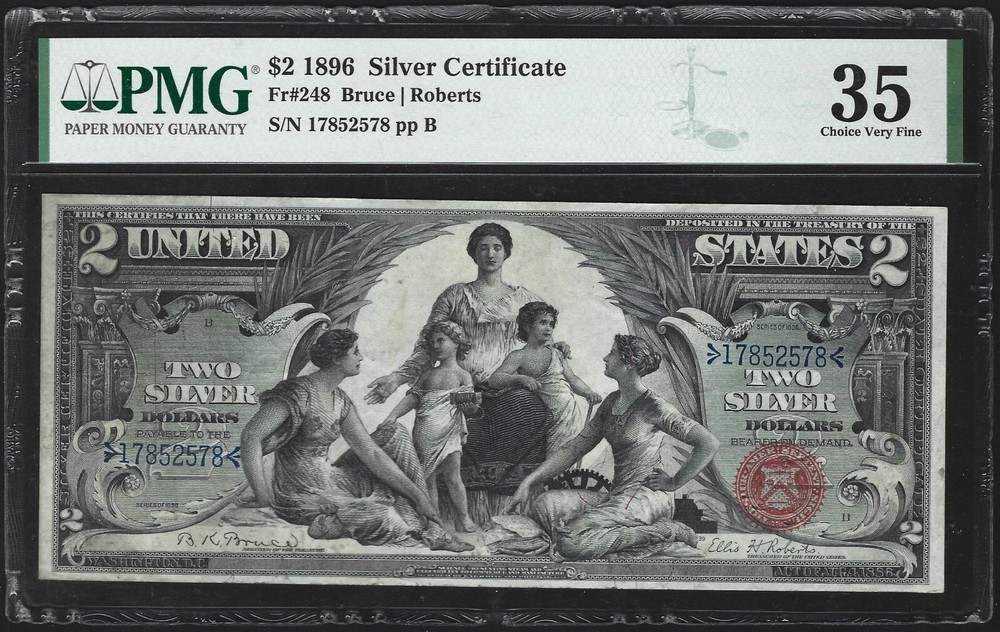 1896 $2 Silver Certificate 'Educational' note Fr.248 PMG 35 (CZXJ)