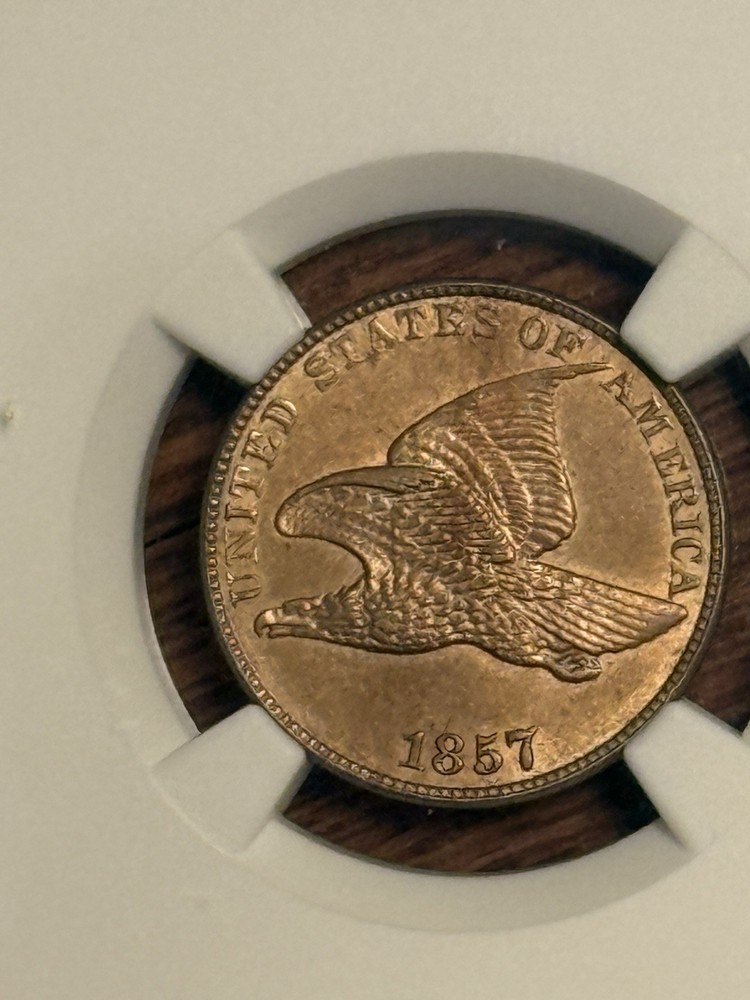 1857 Flying Eagle Cent NGC MS63. Beautiful!